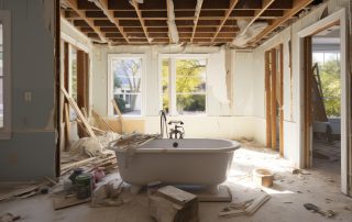 Licensed plumber installing a new bathtub during a bathroom remodel in Nogales